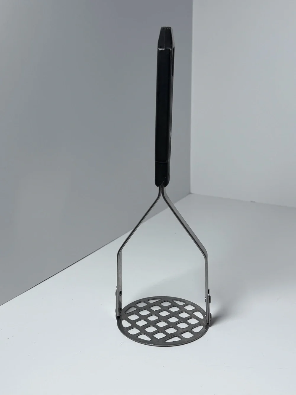 Vintage Royal Brand Sharpcutter Potato Masher Stainless Steel Black Handle USA